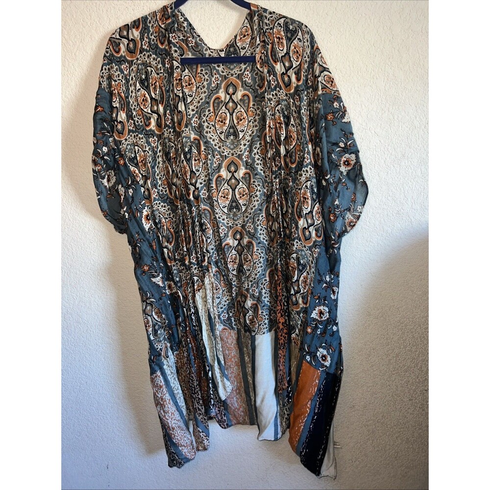 Macchia Di Ruggine Long Duster Kimono Paisley Floral One Size Bohemian Hippie